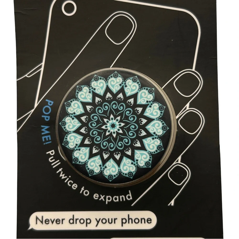 NWT PopSocket Black and Blue Mandala Phone Grip & Stand